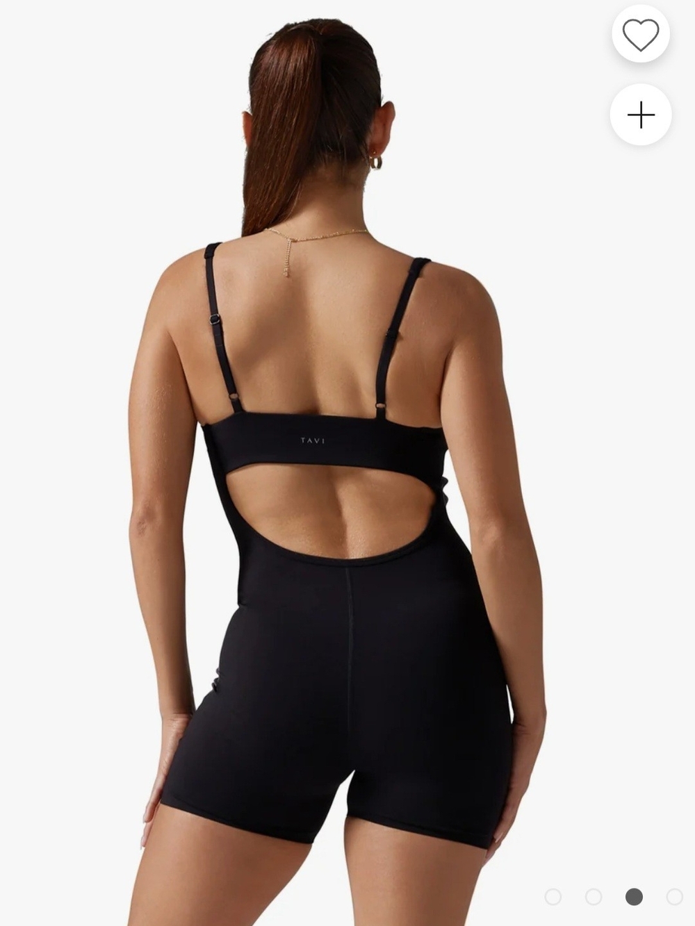 NWT TAVI Short Bodysuit Black TaviSculpt Adjustable Strap Yoga Romper XL